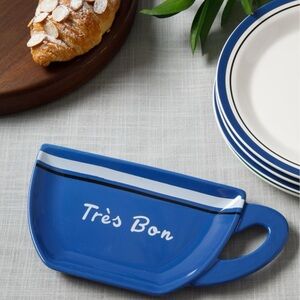 Sur La Table Blue 'Très Bon' Mug Shaped Plate